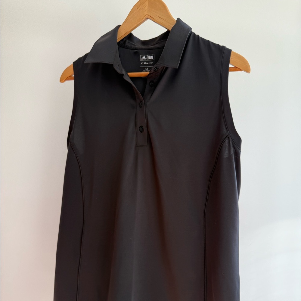 adidas Black Sleeveless Polo Top
